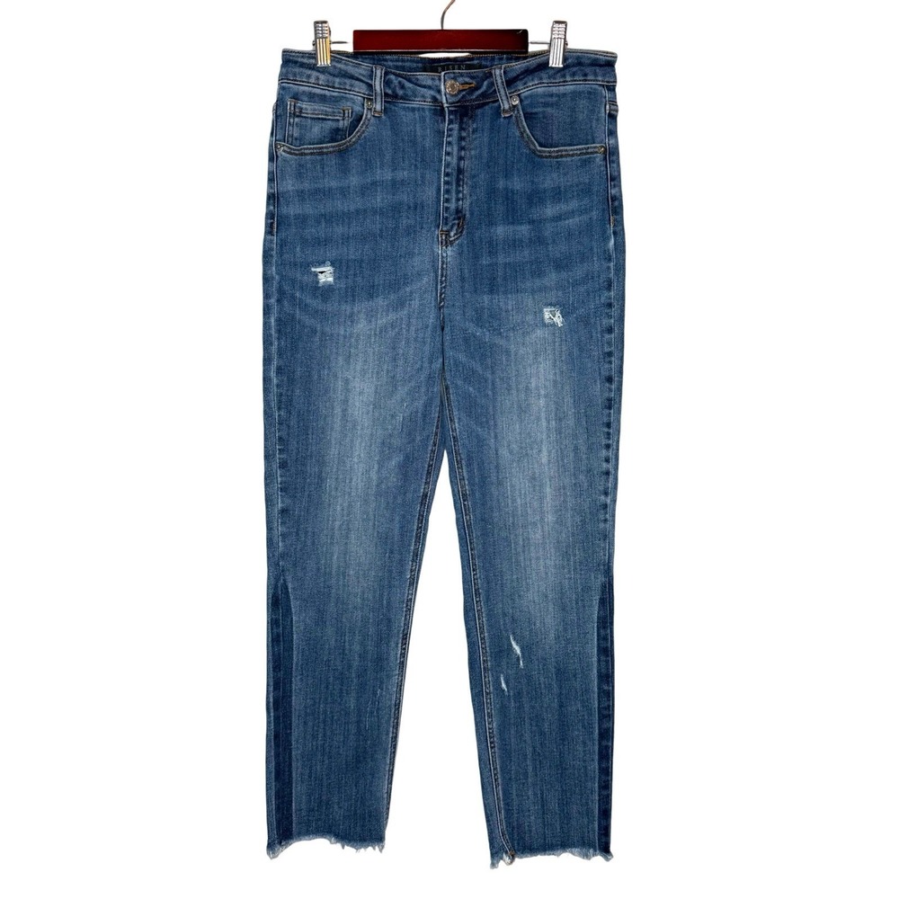 Risen Jeans High Rise‎ Cropped Straight Leg Raw Hem Denim Size 30/11